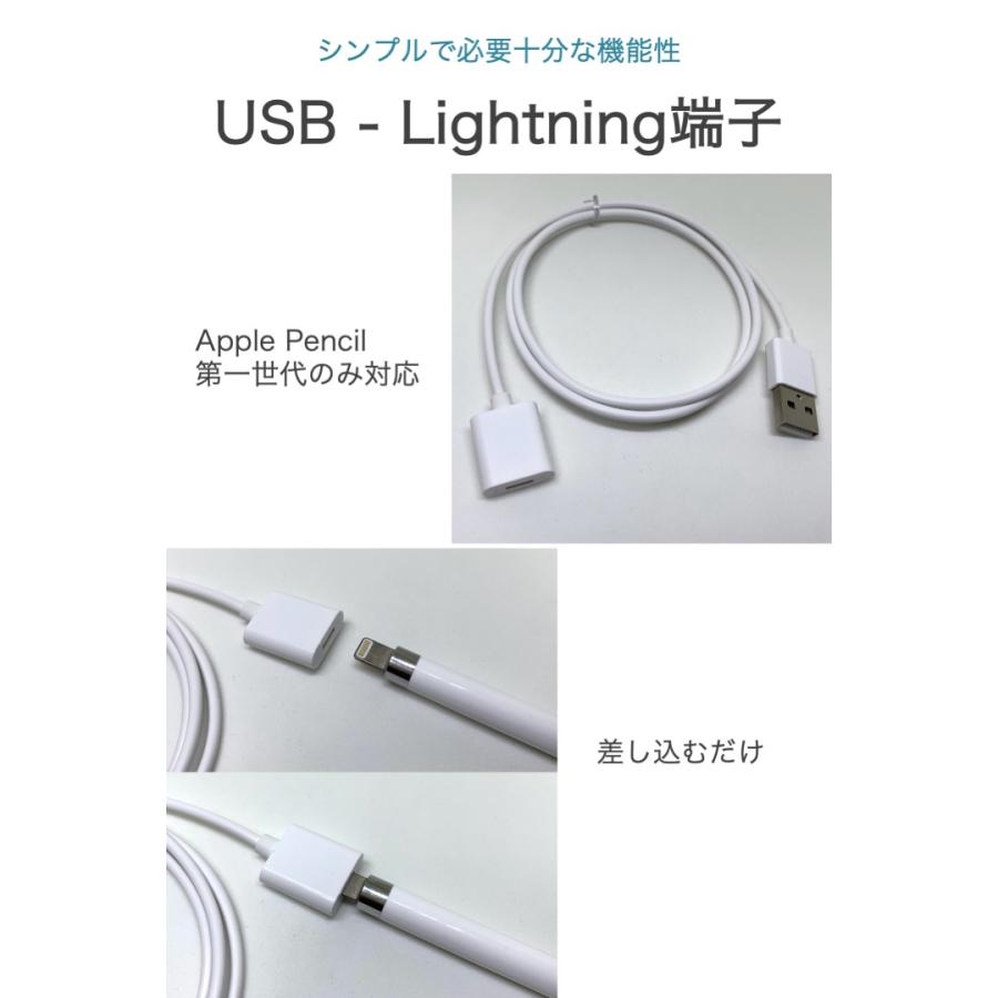 互換品 Apple Pencil 充電ケーブル 長さ1m 第1世代 Lightning端子