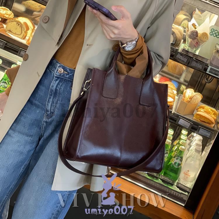 トートバッグ レディース ショルダーバッグ ハンドバッグ 2way シンプル A4 本革 レザー かばん 通勤通学 鞄の画像