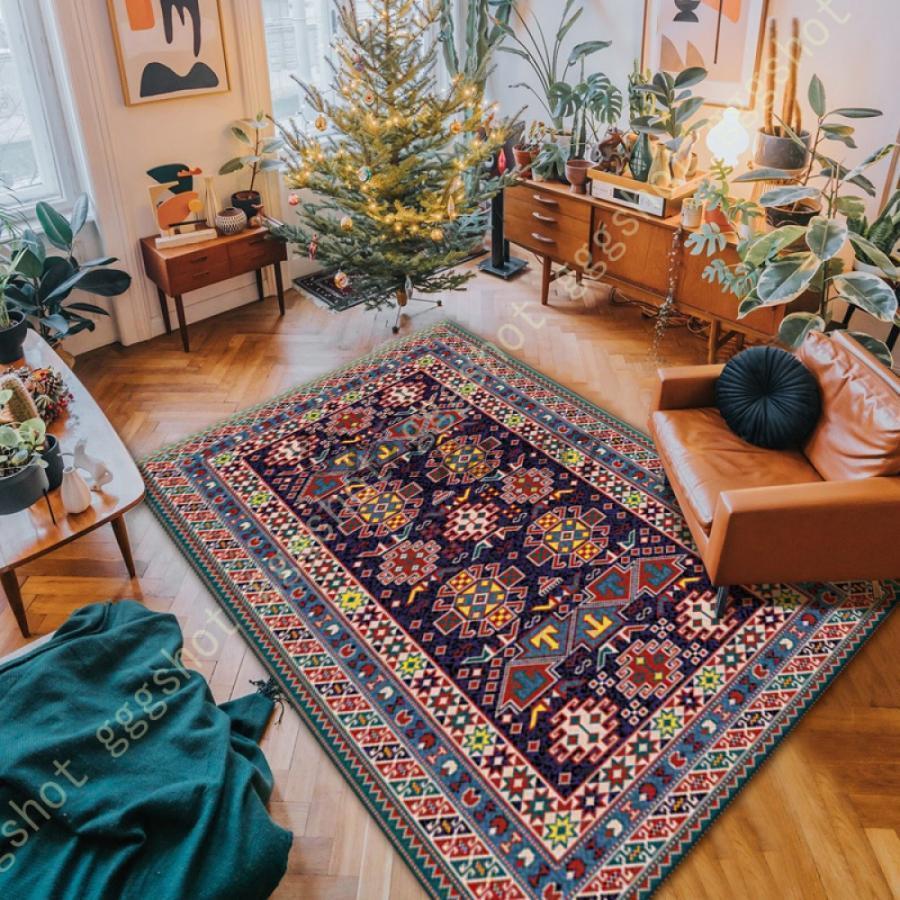 ラグ カーペット エキゾチック ペルシャ絨毯風 鮮やか バスクプ