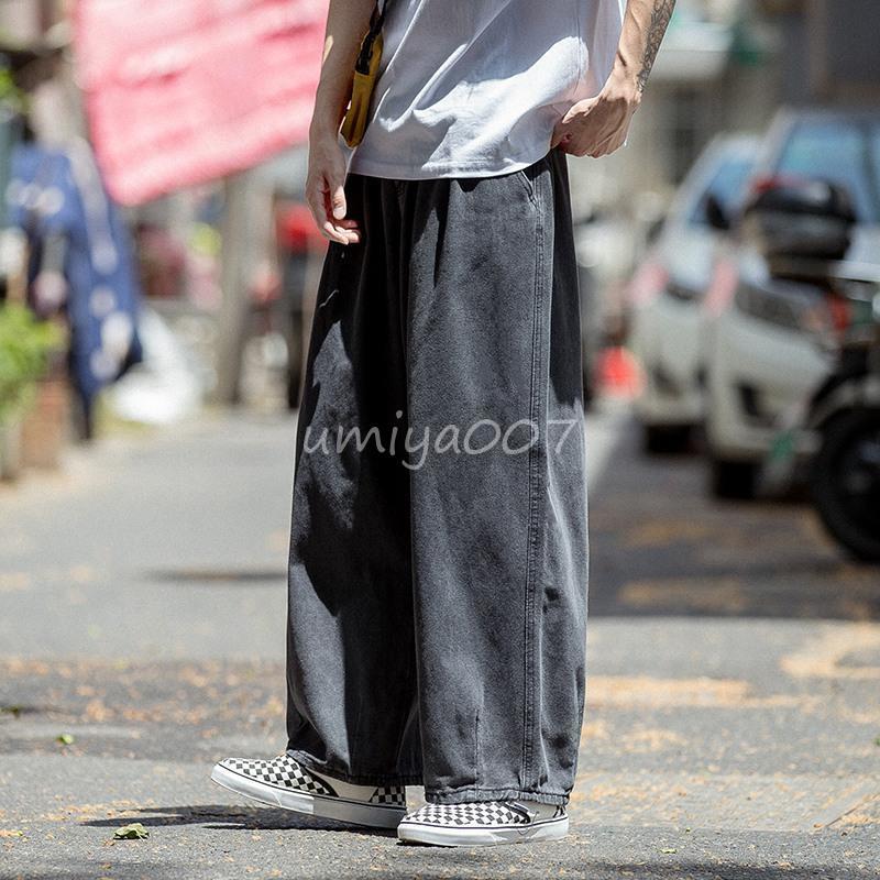 ワイド デニム パンツ ジーンズ メンズ ゆったり ルーズ ワイド デニム パンツ ジーンズ メンズ ゆったり ルーズ
