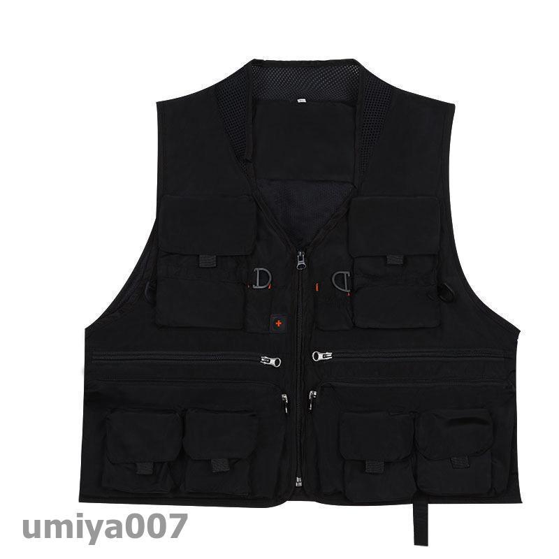 【UP SPORTS】希少 ベスト アウトドア 魚釣り メッシュ 黒 L メンズ ベスト メンズ 夏用 多機能 メッシュ お釣り アウトド 涼しい 春 秋