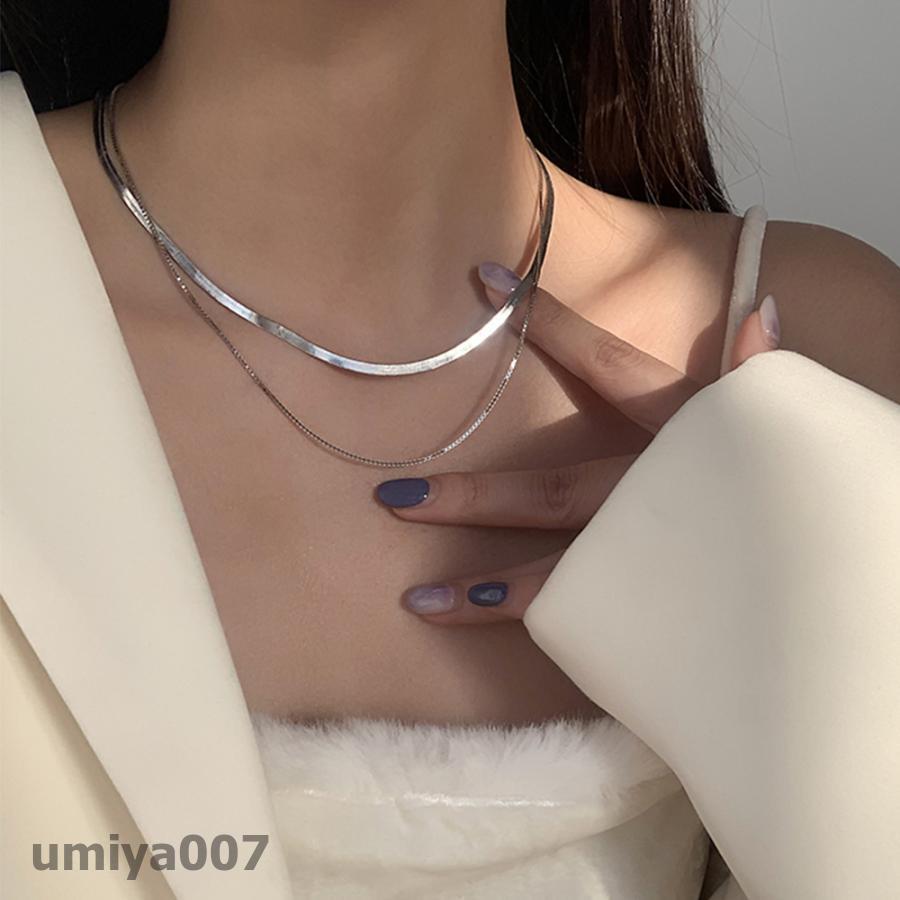 太幅チョーカー 2連チェーンネックレス 春コーデ : 宇美屋 太幅チョーカー 2連チェーンネックレス 春コーデ : 宇美屋
