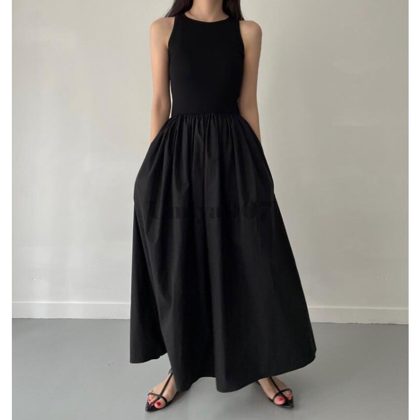 ワンピース ロングワンピース レディース きれいめ 切り替え 袖なし タンクトップ キャミワンピース サロペット ノースリーブ 春 夏 Aライン30代 40代の画像