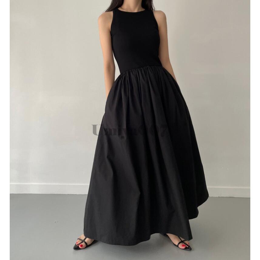 ワンピース ロングワンピース レディース きれいめ 切り替え 袖なし タンクトップ キャミワンピース サロペット ノースリーブ 春 夏 Aライン30代 40代の画像