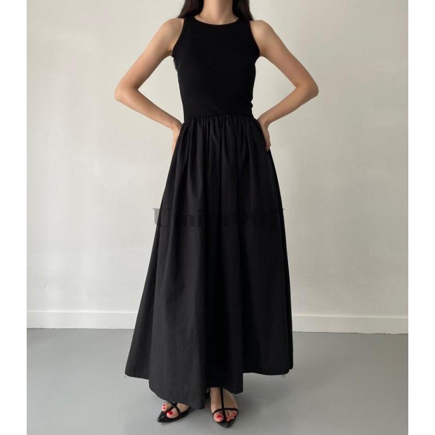 ワンピース ロングワンピース レディース きれいめ 切り替え 袖なし タンクトップ キャミワンピース サロペット ノースリーブ 春 夏 Aライン30代 40代の画像