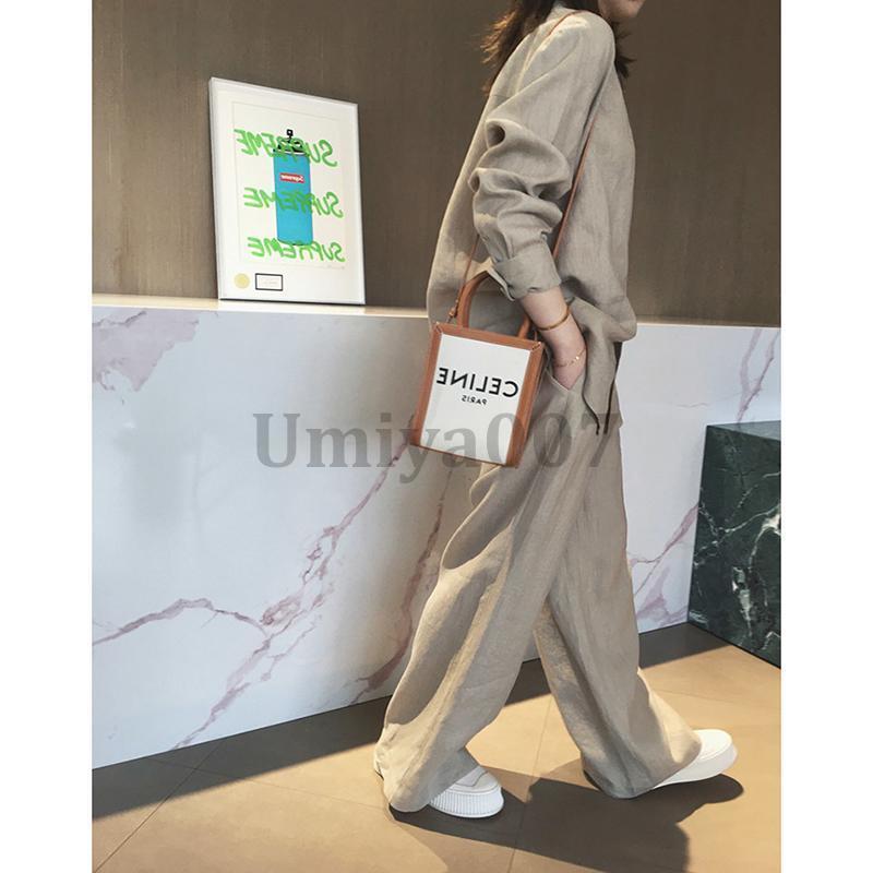 セットアップ レディース 秋 きれいめシャツ パンツ 2点セット