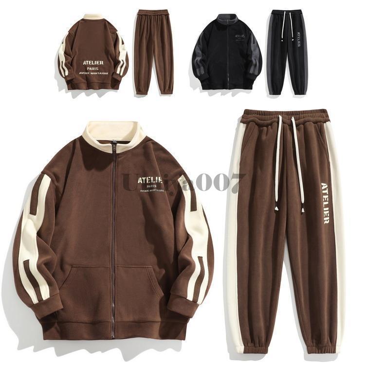 セットアップ フリース上下セット トラックジャケット+ジョガーパンツ 