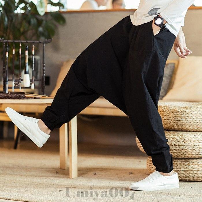 袴パンツ メンズ リネンパンツ アラジンパンツ 大きいサイズ 綿麻