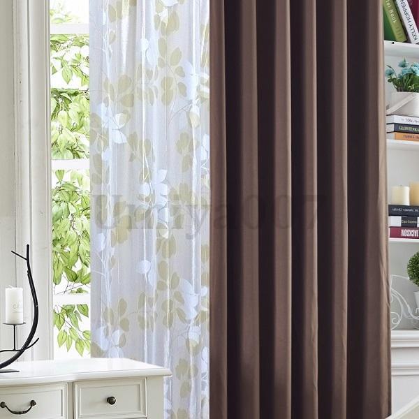 カーテン 遮光1級or遮光2級カーテン＋リーフ柄ミラーレース