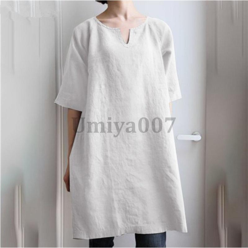 チュニック　ワンピース チュニック ワンピース 膝丈 ブラウス シャツ tシャツ チュニック