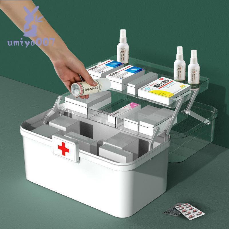 救急箱 薬箱 収納ケース 三段式 透明 大容量 ファーストエイド ファミリー 収納ボックス 北欧風 シンプル 防災 応急手当 応急処置 家庭用 車載用｜umiya007｜09
