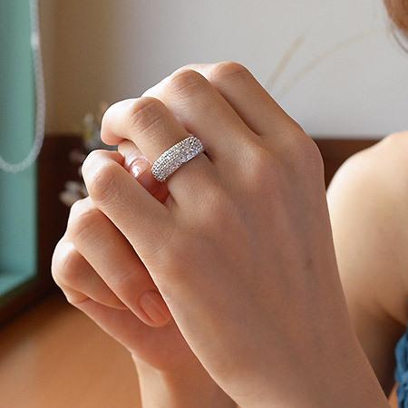 指輪 パヴェリング ダイヤモンド 1ct PT900・K18・K10選択可 プラチナ 