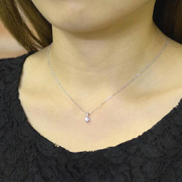 K18WG ダイヤモンド0.20ct ペンダントネックレス レディース K18WG 0.20ctダイヤ 丸型ペンダントネックレス – オール