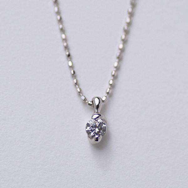 ペンダント ダイヤモンド 0.1ct ネックレス カットボールチェーン 