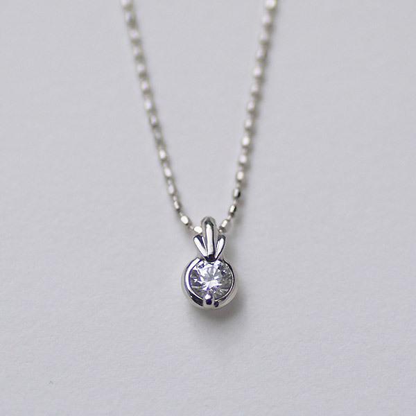 ペンダント ダイヤモンド 0.1ct ネックレス カットボールチェーン 