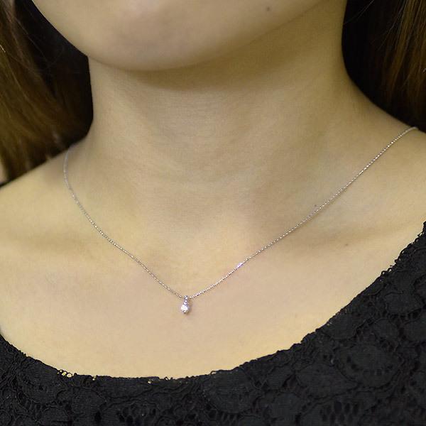 ペンダント ダイヤモンド 0.1ct ネックレス カットボールチェーン 