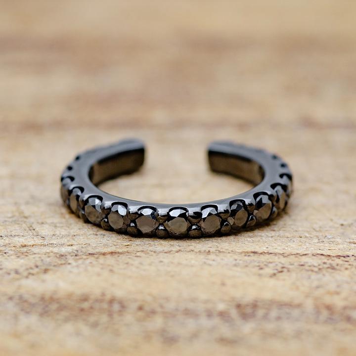 イヤーカフ ブラックダイヤモンド 0.38ct エタニティ イヤリング PT950 