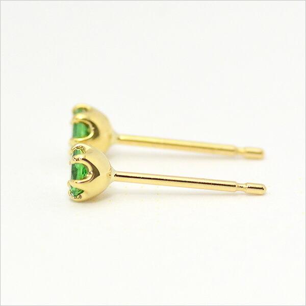 スタッドピアス グリーンガーネット イヤリング 両耳用 PT900・K18