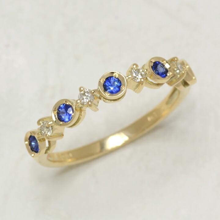 指輪 リング ブルーサファイア ダイヤモンド ゴールド K10 レディース