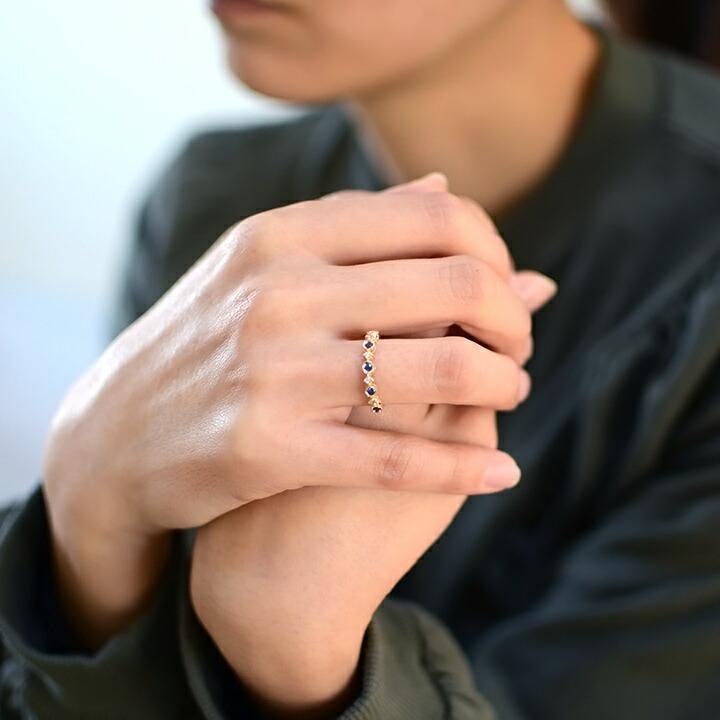 指輪 リング ブルーサファイア ダイヤモンド ゴールド K10 レディース