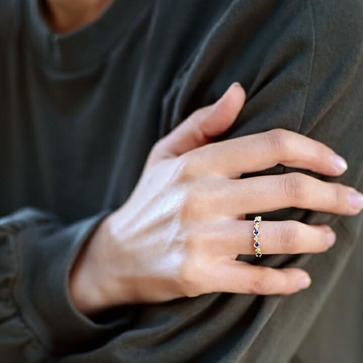 指輪 リング ブルーサファイア ダイヤモンド ゴールド K10 レディース