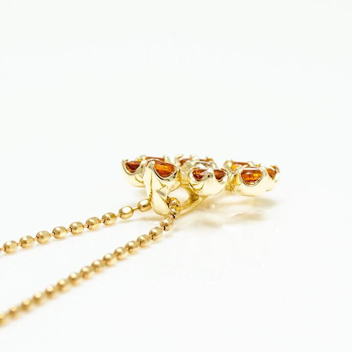 ペンダントトップ マンダリンガーネット ダイヤモンド フラワー 