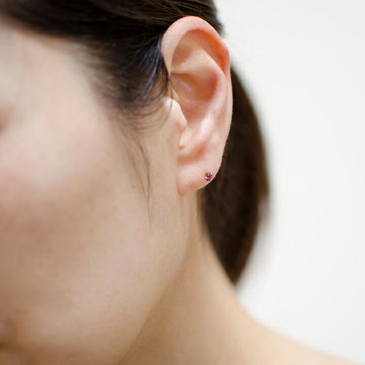 スタッドピアス ピンクトルマリン ゴールド K18 10月誕生石