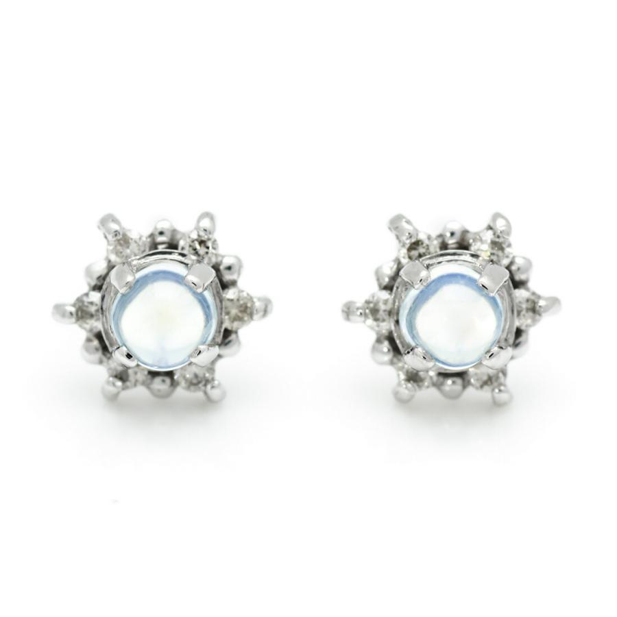 スタッドピアス ブルームーンストーン ダイヤモンド ゴールド K18 6月誕生石 プレゼント レディース 18K 18金