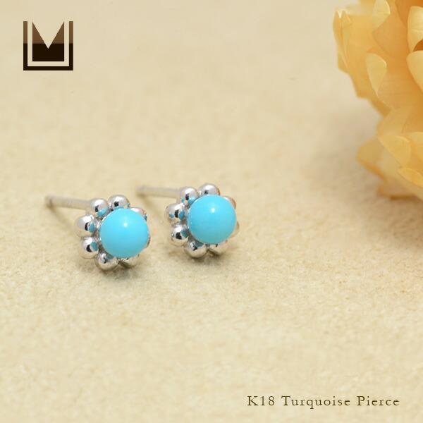 ターコイズ18Kスタッドピアス スタッドピアス ターコイズ ゴールド K18