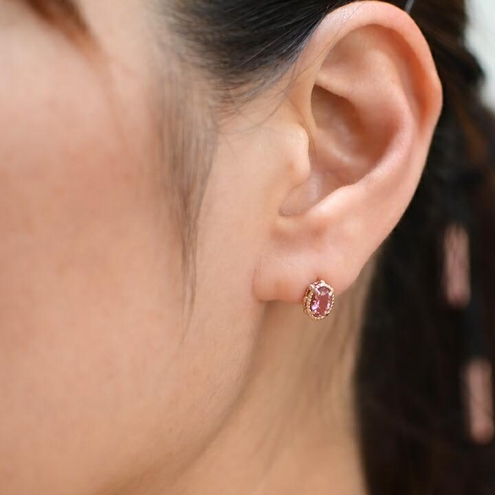 スタッドピアス ピンクトルマリン partenone ゴールド K18 レディース