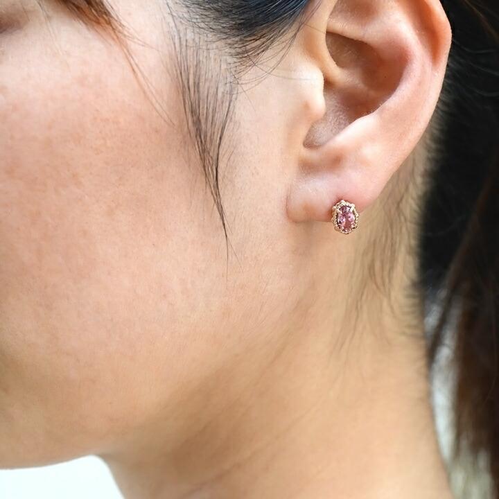 スタッドピアス ピンクトルマリン partenone ゴールド K18 レディース