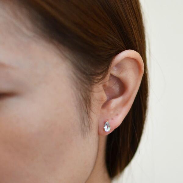 スタッドピアス アクアマリン adulto イヤリング 両耳用 PT900・K18 