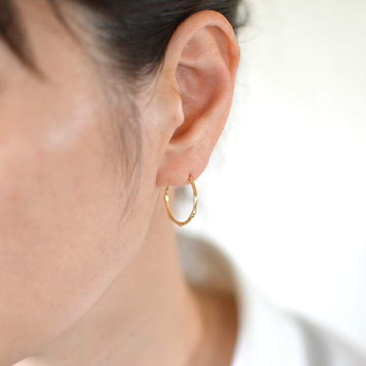 K18YG イエローゴールド 18K フープピアス バンブー 竹 ピアス YG K18YG イエローゴールド フープピアス バンブー 竹 リングピアス 18K