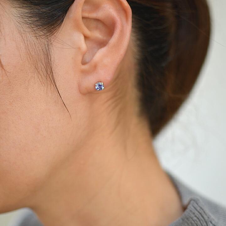 スタッドピアス タンザナイト イヤリング 両耳用 PT900・K18・K10選択 