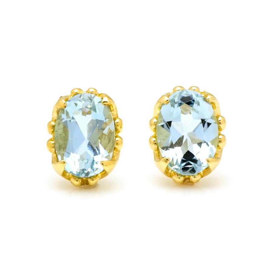 K18 18金 18k 18キン　5mm 天然石アクアマリン　スタッドピアス スタッドピアス アクアマリン fresco ゴールド K18 3月誕生石