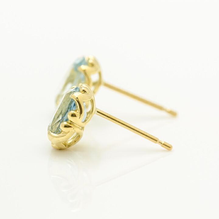 K18 18金 18k 18キン　5mm 天然石アクアマリン　スタッドピアス 楽天市場】アクアマリン ピアス 18金 k18 ダイヤダイヤ取り巻き