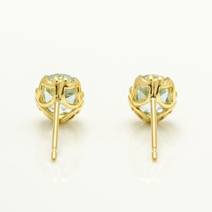スタッドピアス アクアマリン fresco ゴールド K18 3月誕生石