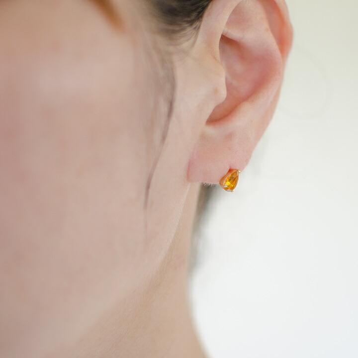 スタッドピアス シトリン adulto ゴールド K18 11月誕生石