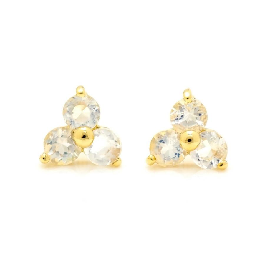 スタッドピアス ブルームーンストーン フラワーモチーフ ゴールド K18