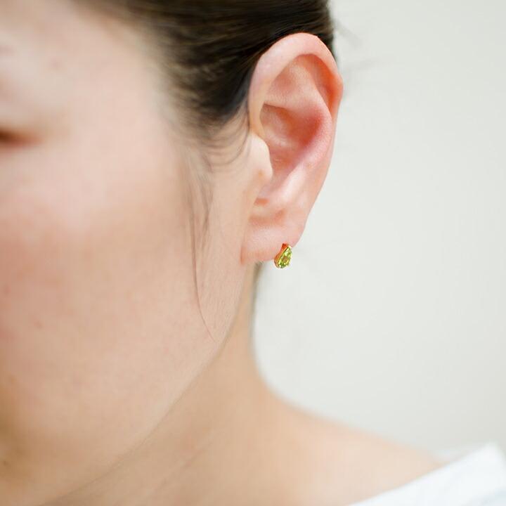 4mm】ペリドットのシンプルスタッドピアス K18YG 4mm