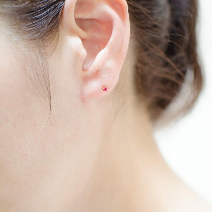 K18・レッドスピネル・ピアス スタッドピアス レッドスピネル ゴールド K18 8月誕生石