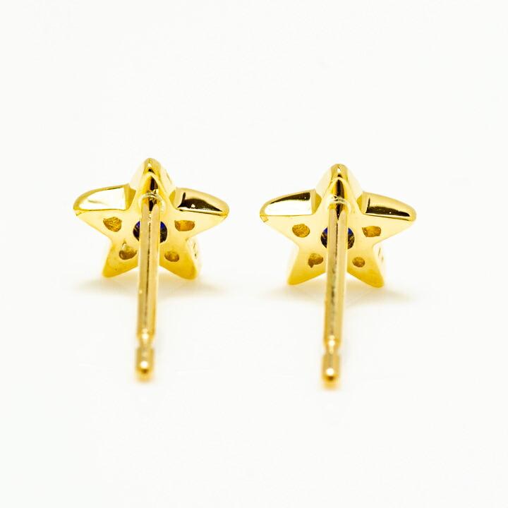 スタッドピアス ブルーサファイア スターモチーフ ゴールド K18