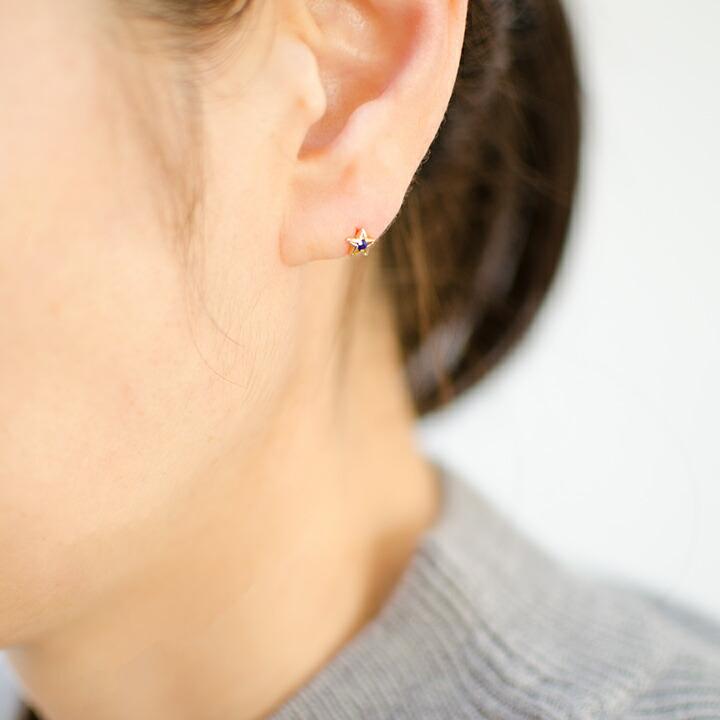 k18金 ブルーサファイア スタッドピアス スタッドピアス ブルーサファイア スターモチーフ ゴールド K18