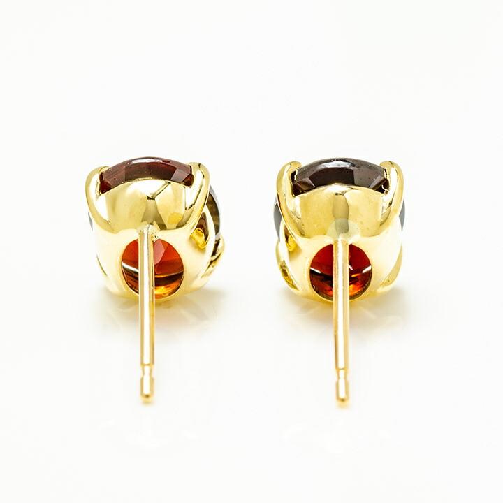 スタッドピアス ガーネット イヤリング 両耳用 PT900・K18・K10選択可
