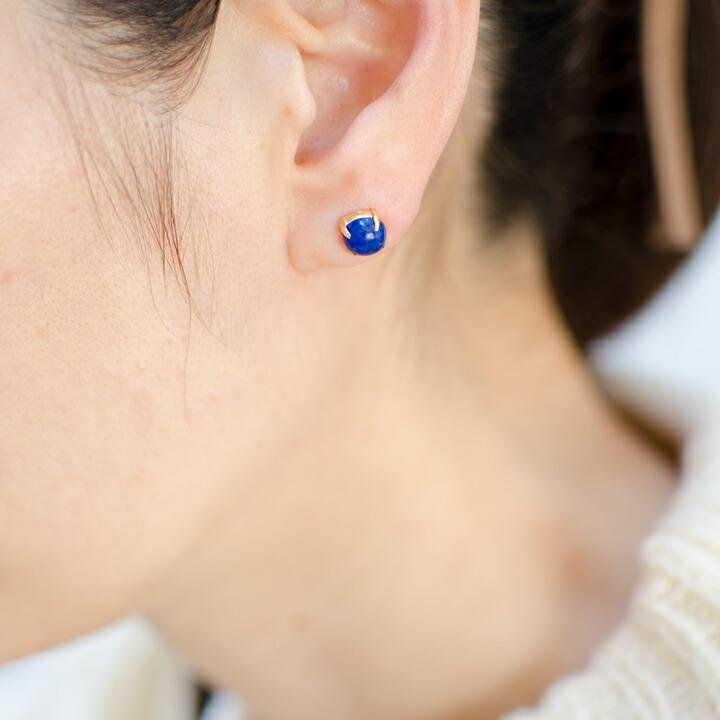 スタッドピアス ラピスラズリ イヤリング 両耳用 PT900・K18・K10選択 