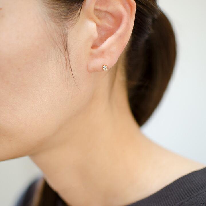 スタッドピアス アクアマリン イヤリング 両耳用 PT900・K18・K10選択 