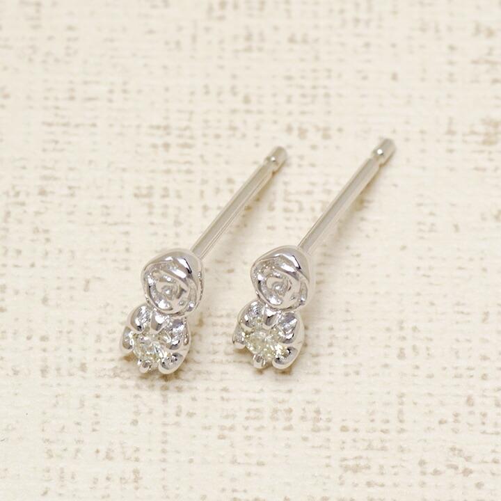 スタッドピアス ダイヤモンド 薔薇 ローズ rosa イヤリング 両耳用 