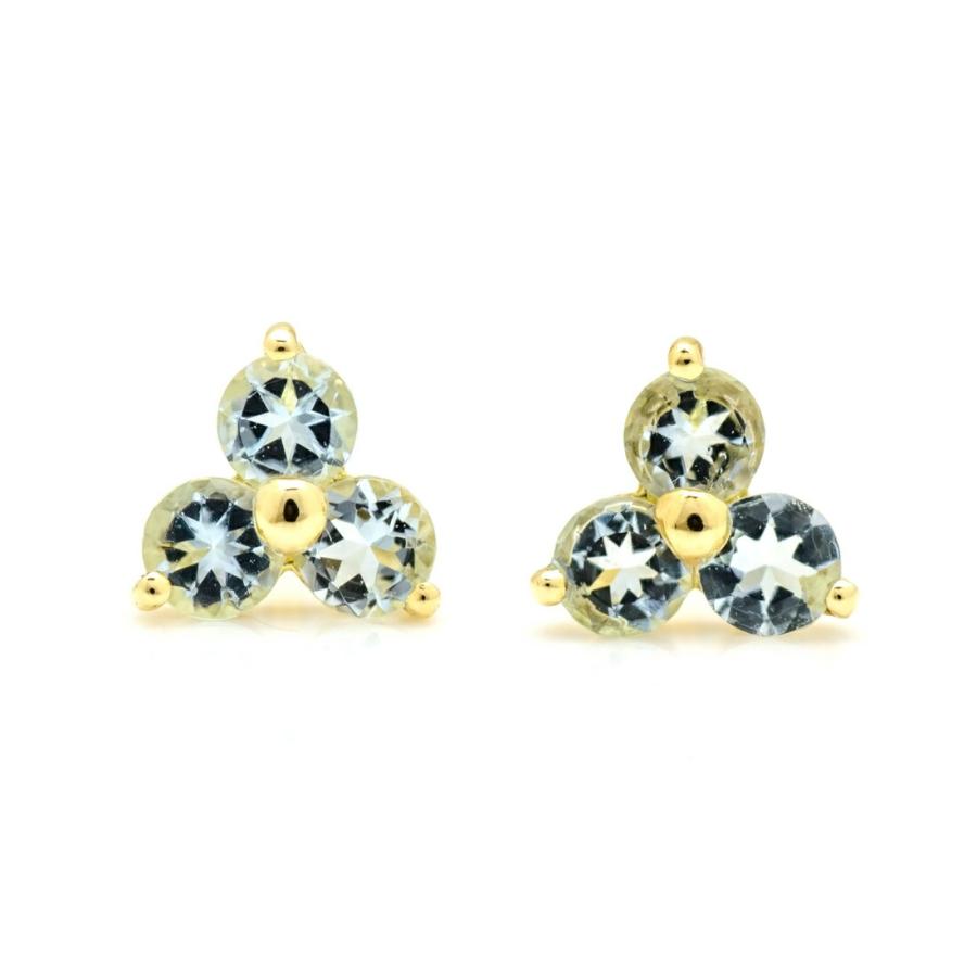 アクアマリン☆18K花型スタッドピアス スタッドピアス アクアマリン フラワーモチーフ ゴールド K18 3