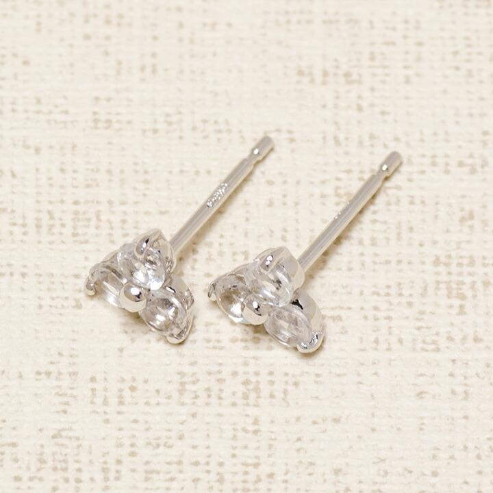 スタッドピアス ホワイトトパーズ フラワーモチーフ ゴールド K18