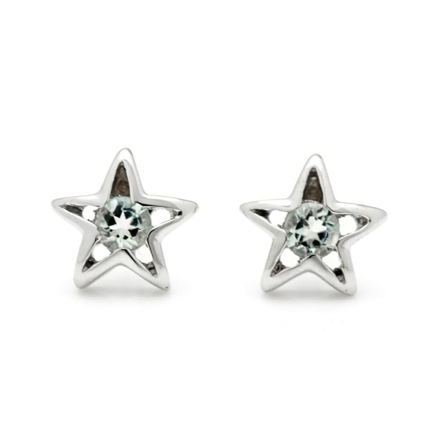 K18 アクアマリン スタッド K18 爪留め 誕生石 スタッドピアス（3mm）【3月アクアマリン